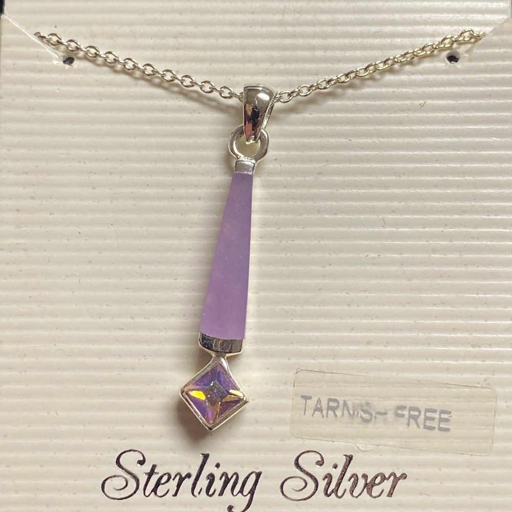 Sterling Silver Necklace with Purple and Borealis Pendant